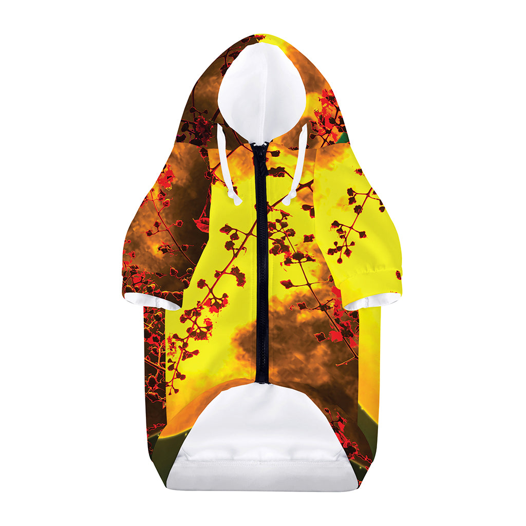 Yellow Full Moon Print Dog Zip Up Hoodie