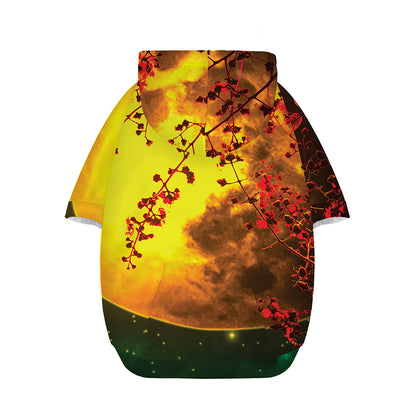 Yellow Full Moon Print Dog Zip Up Hoodie