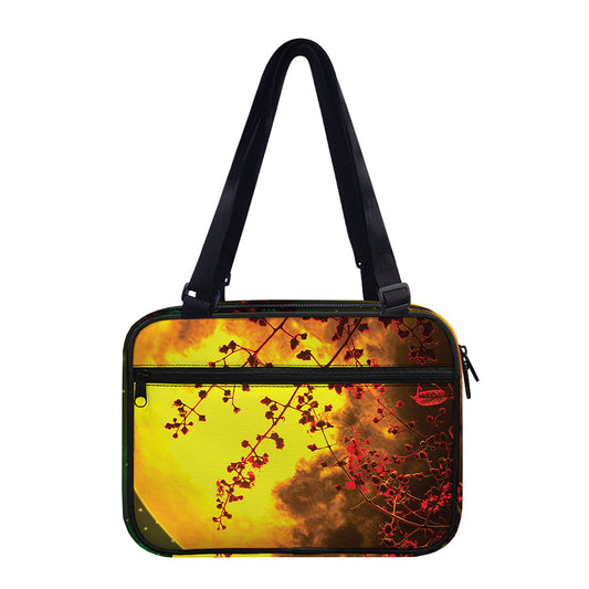 Yellow Full Moon Print Double Strap Bible Bag