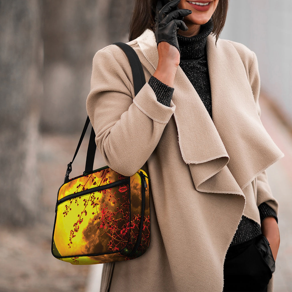 Yellow Full Moon Print Double Strap Bible Bag