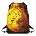Yellow Full Moon Print Drawstring Backpack