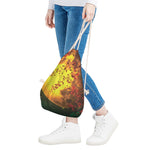 Yellow Full Moon Print Drawstring Bag