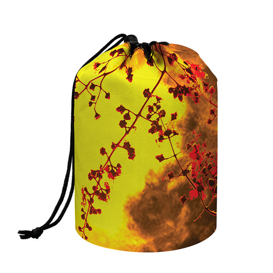 Yellow Full Moon Print Drawstring Makeup Bag