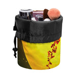 Yellow Full Moon Print Drawstring Makeup Bag