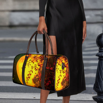 Yellow Full Moon Print Duffle Bag