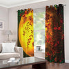 Yellow Full Moon Print Extra Wide Grommet Curtains