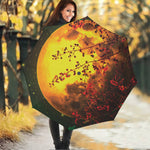 Yellow Full Moon Print Foldable Umbrella