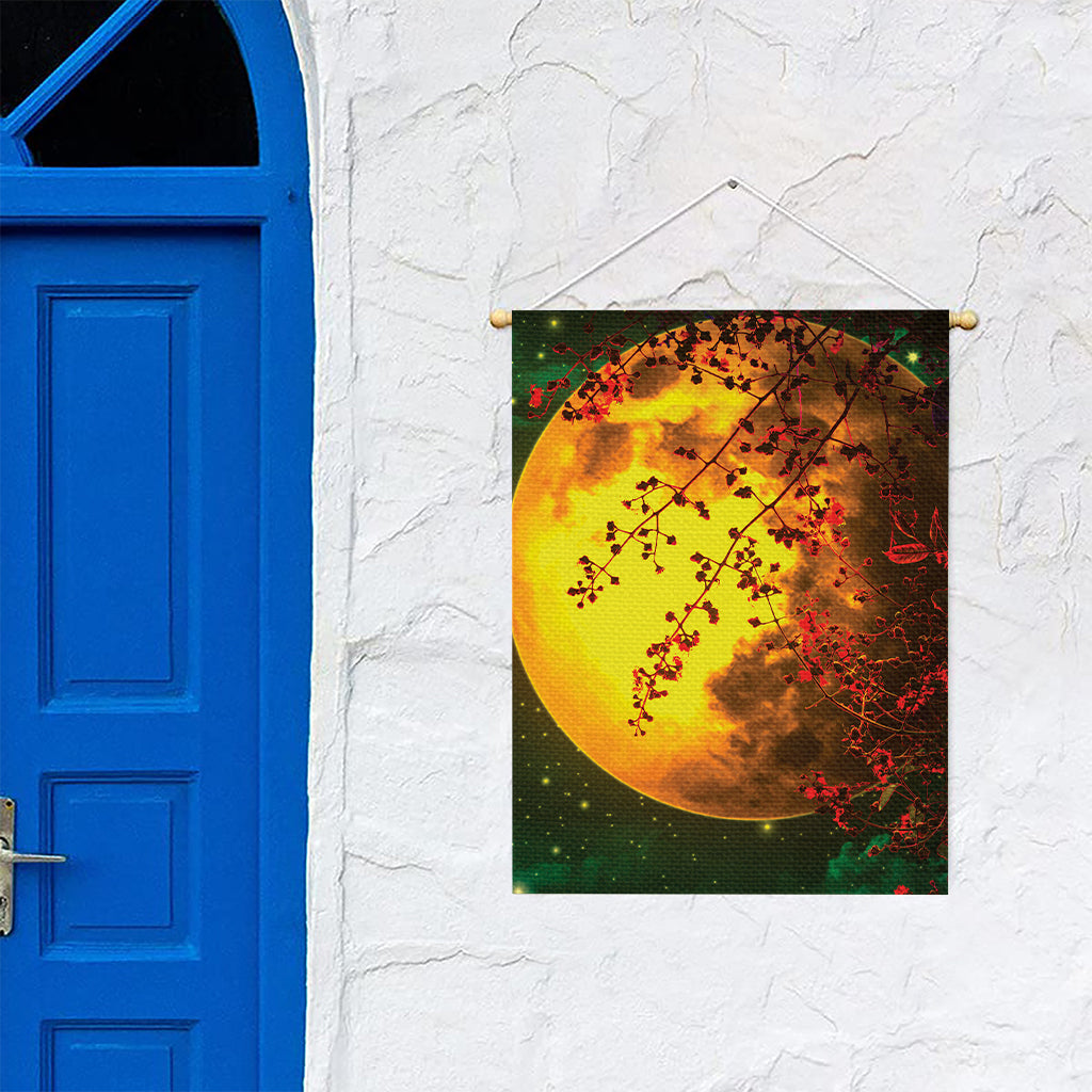 Yellow Full Moon Print Garden Flag