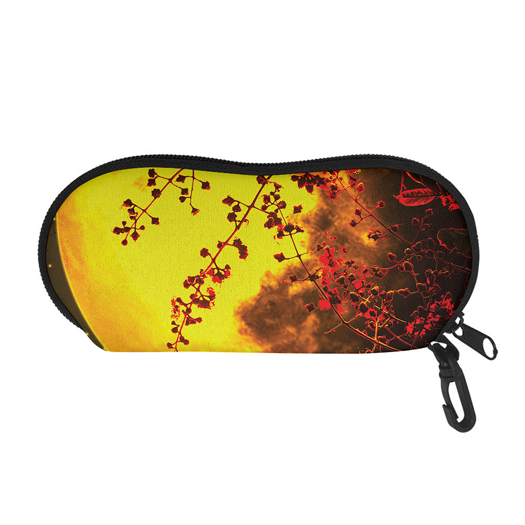 Yellow Full Moon Print Glasses Case
