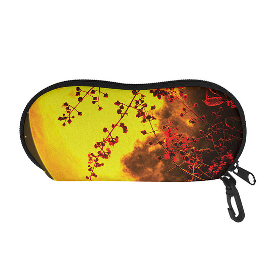Yellow Full Moon Print Glasses Case