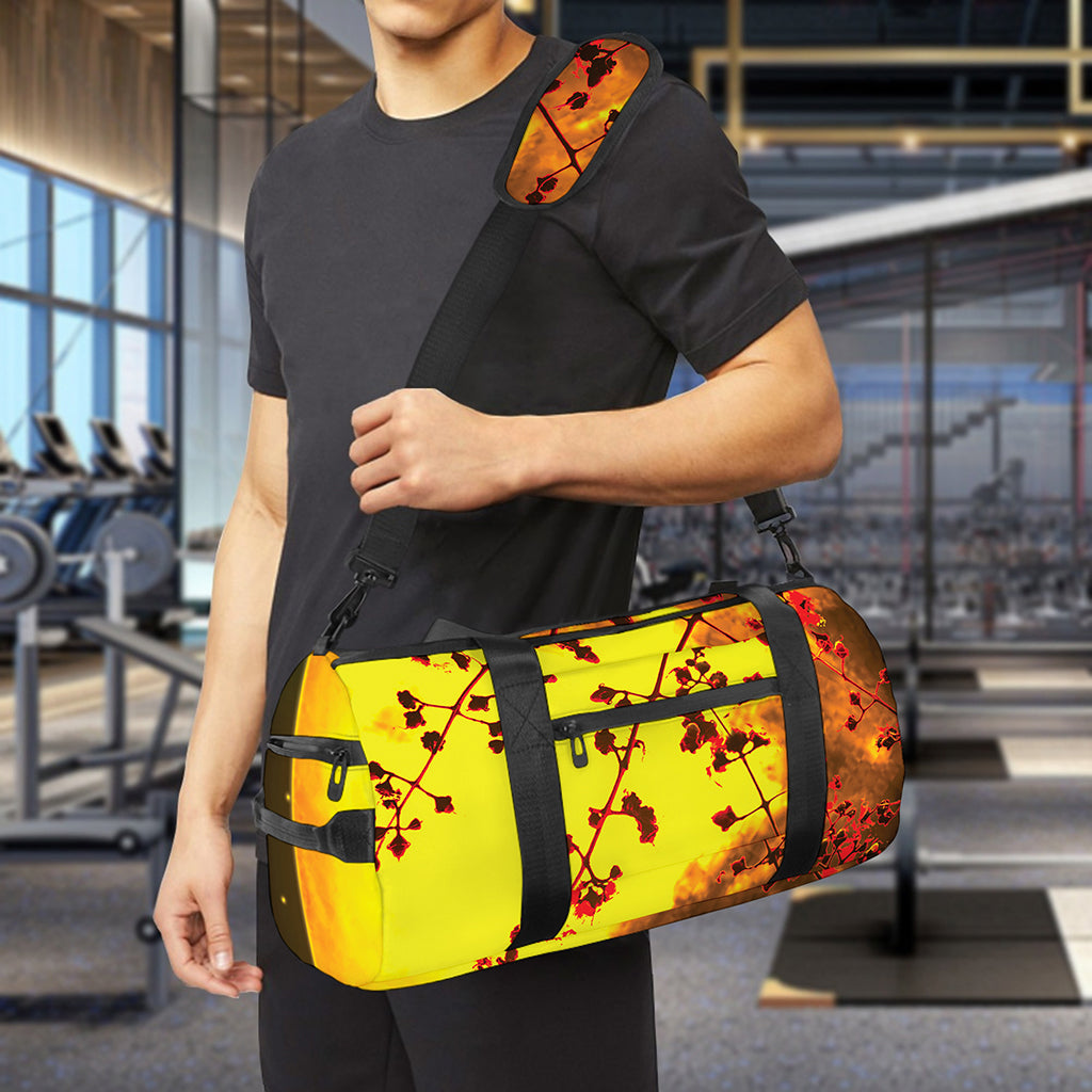 Yellow Full Moon Print Gym Bag