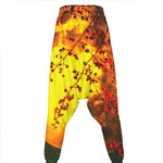 Yellow Full Moon Print Hammer Pants