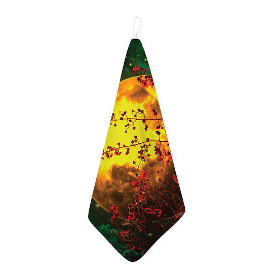 Yellow Full Moon Print Hand Towel