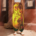 Yellow Full Moon Print Harem Pants