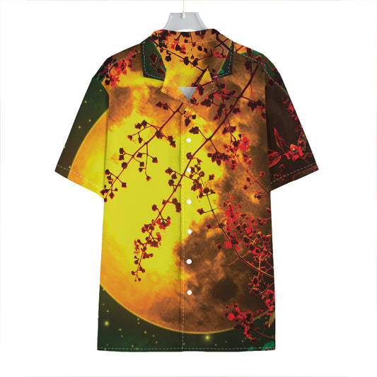 Yellow Full Moon Print Hawaiian Shirt