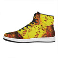 Yellow Full Moon Print High Top Leather Sneakers