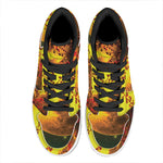 Yellow Full Moon Print High Top Leather Sneakers