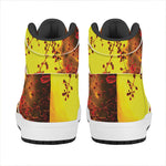 Yellow Full Moon Print High Top Leather Sneakers