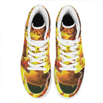 Yellow Full Moon Print High Top Leather Sneakers