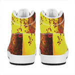 Yellow Full Moon Print High Top Leather Sneakers