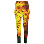 Yellow Full Moon Print High-Waisted Pocket Leggings