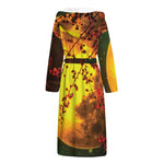 Yellow Full Moon Print Hooded Bathrobe