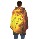 Yellow Full Moon Print Hoodie Blanket