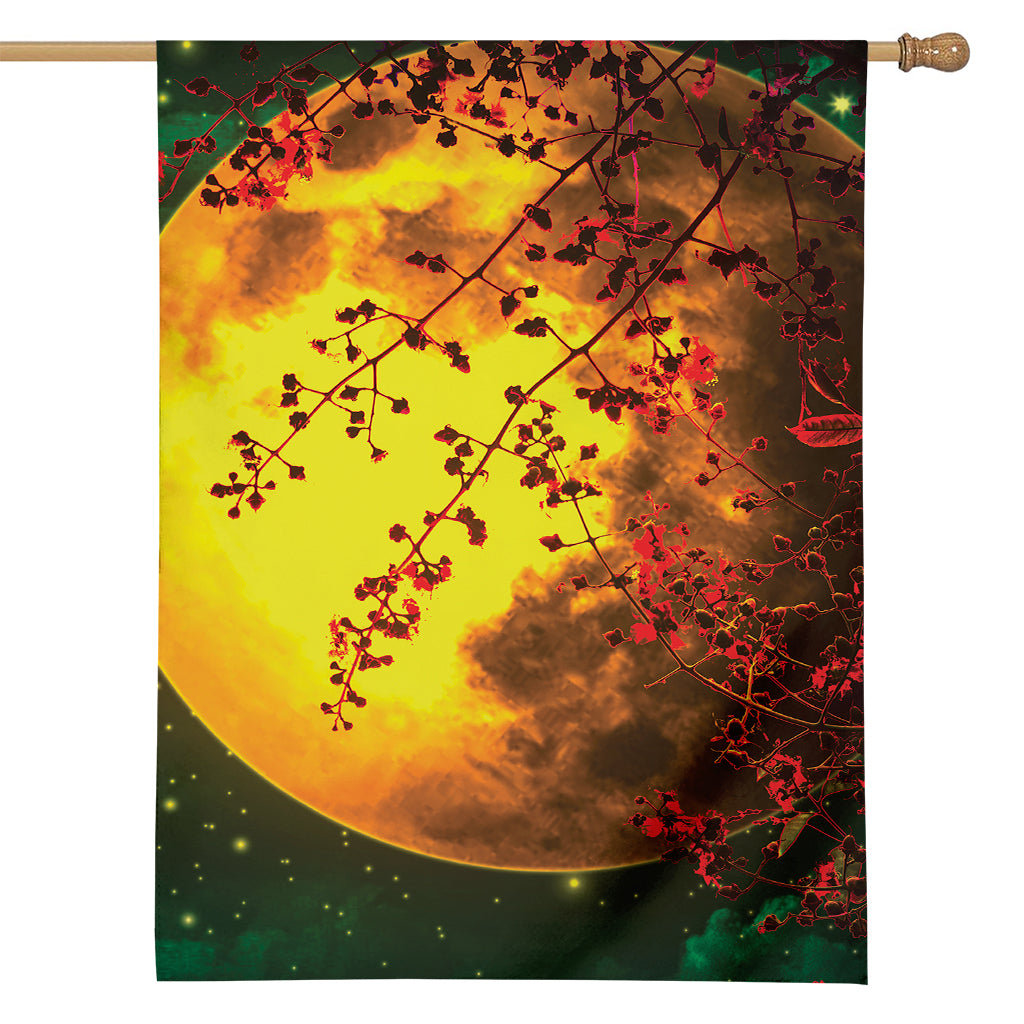 Yellow Full Moon Print House Flag