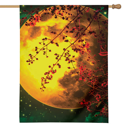 Yellow Full Moon Print House Flag