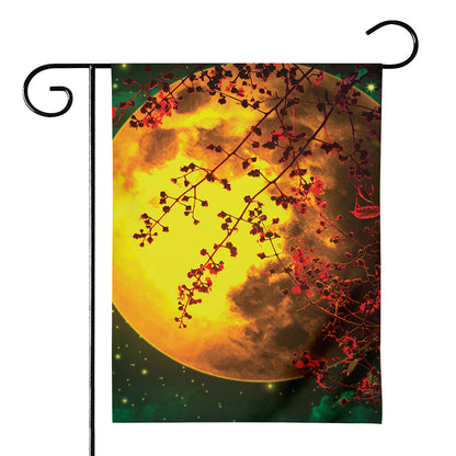 Yellow Full Moon Print House Flag