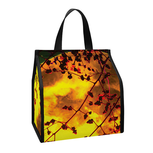 Yellow Full Moon Print Insulated Lunch Tote