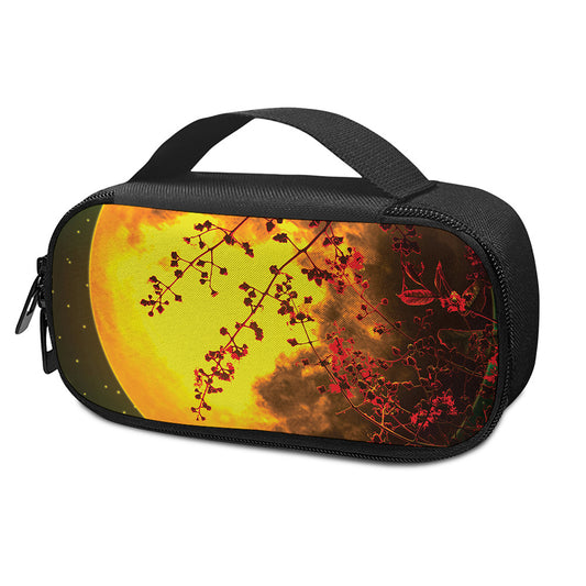 Yellow Full Moon Print Insulin Cooler Travel Case