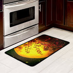 Yellow Full Moon Print Kitchen Mat