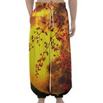 Yellow Full Moon Print Lantern Pants