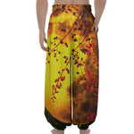Yellow Full Moon Print Lantern Pants