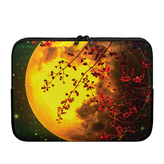 Yellow Full Moon Print Laptop Sleeve