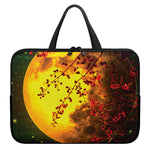Yellow Full Moon Print Laptop Sleeve With Handle