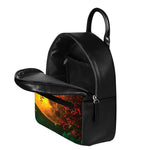 Yellow Full Moon Print Leather Backpack