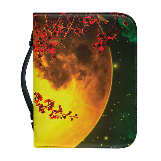Yellow Full Moon Print Leather Bible Cover