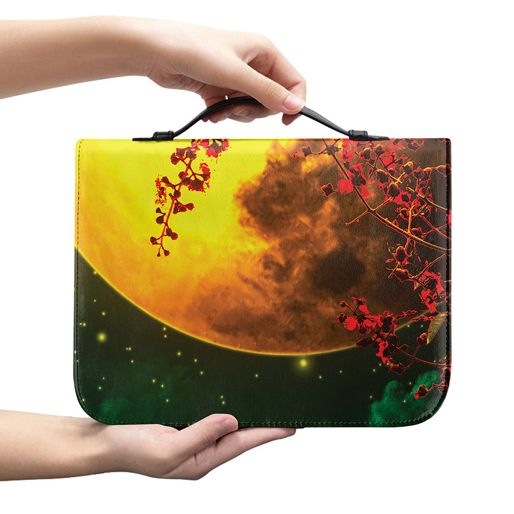 Yellow Full Moon Print Leather Bible Cover
