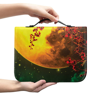 Yellow Full Moon Print Leather Bible Cover