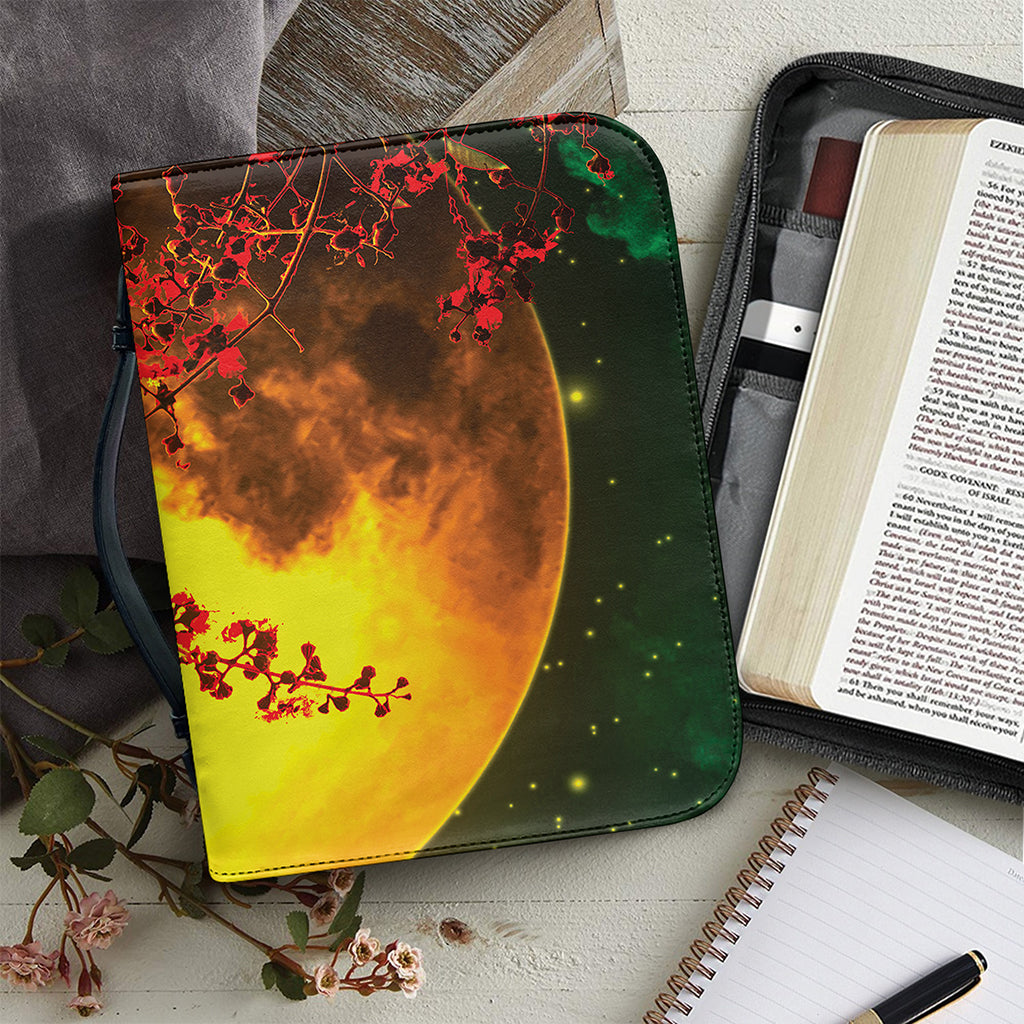 Yellow Full Moon Print Leather Bible Cover