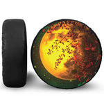 Yellow Full Moon Print Leather Spare Tire Cover