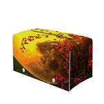 Yellow Full Moon Print Leather Tissue Box Cover