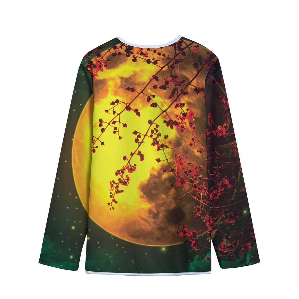 Yellow Full Moon Print Long Sleeve Short Coat