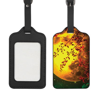 Yellow Full Moon Print Luggage Tag