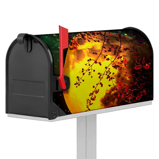 Yellow Full Moon Print Mailbox Cover