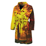 Yellow Full Moon Print Men's Bathrobe