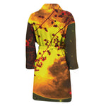 Yellow Full Moon Print Men's Bathrobe