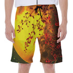 Yellow Full Moon Print Men's Beach Shorts